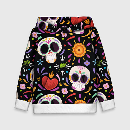 Детская толстовка Веселые черепа в цветах / 3D-Белый – фото 1