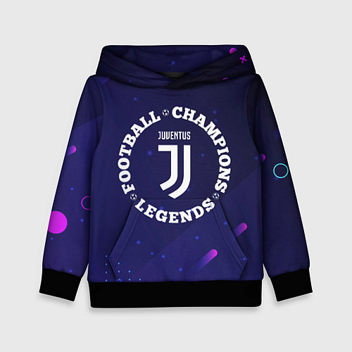 Детская толстовка Символ Juventus и круглая надпись Football Legends / 3D-Черный – фото 1
