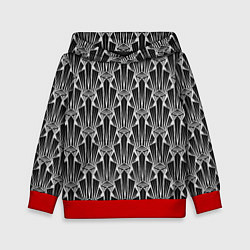 Толстовка-худи детская Черно-белый модный геометрический узор арт деко, цвет: 3D-красный
