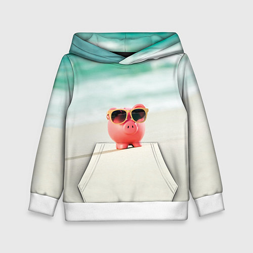 Детская толстовка Свинка на отдыхе / 3D-Белый – фото 1