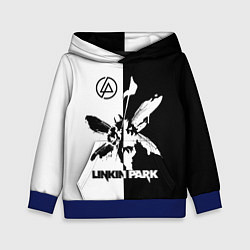 Толстовка-худи детская Linkin Park логотип черно-белый, цвет: 3D-синий