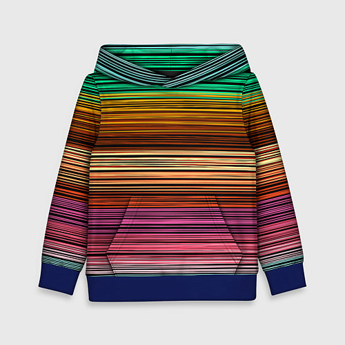 Детская толстовка Multicolored thin stripes Разноцветные полосы / 3D-Синий – фото 1