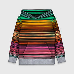 Толстовка-худи детская Multicolored thin stripes Разноцветные полосы, цвет: 3D-меланж