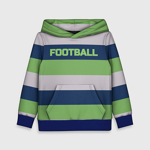Детская толстовка Цветные полосы текст футбол Text football colored / 3D-Синий – фото 1