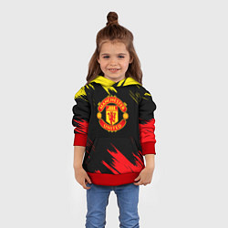 Толстовка-худи детская Manchester united Texture, цвет: 3D-красный — фото 2