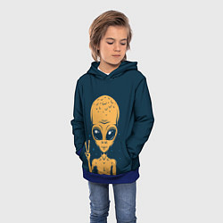 Толстовка-худи детская Привет их космоса, цвет: 3D-синий — фото 2