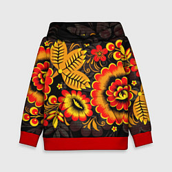 Детская толстовка Хохломская Роспись Цветы На Тёмном Фоне