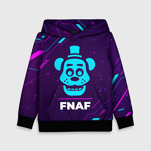 Детская толстовка Символ FNAF в неоновых цветах на темном фоне / 3D-Черный – фото 1