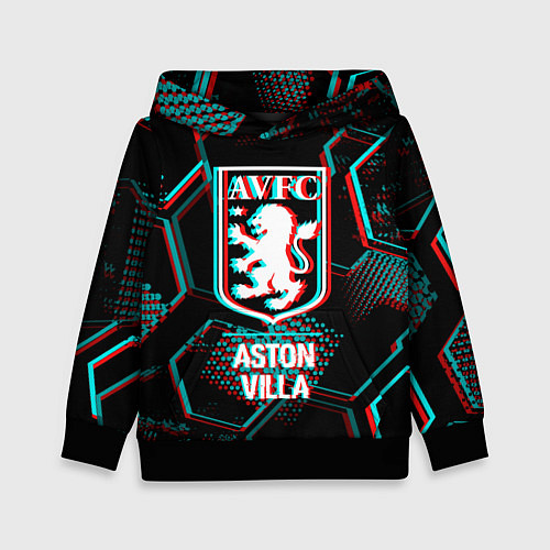 Детская толстовка Aston Villa FC в стиле Glitch на темном фоне / 3D-Черный – фото 1