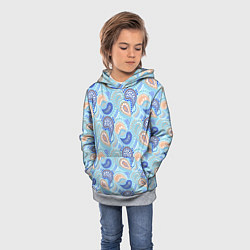 Толстовка-худи детская Турецкий огурец Turkish cucumber blue pattern, цвет: 3D-меланж — фото 2