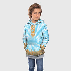 Толстовка-худи детская Славянская тай-дай рубаха, цвет: 3D-меланж — фото 2