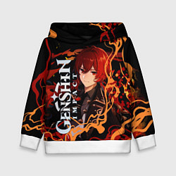 Толстовка-худи детская Дилюк-полуночный герой, цвет: 3D-белый