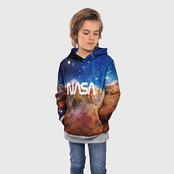 Толстовка-худи детская Лого NASA и Туманность Киля, цвет: 3D-меланж — фото 2
