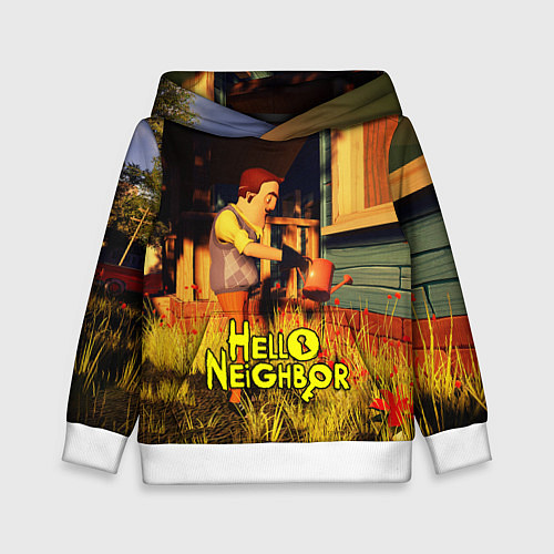 Детская толстовка Hello Neighbor Привет сосед Сосед поливает / 3D-Белый – фото 1