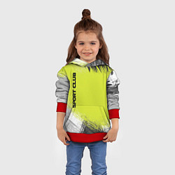 Толстовка-худи детская Sports club gray green pattern, цвет: 3D-красный — фото 2