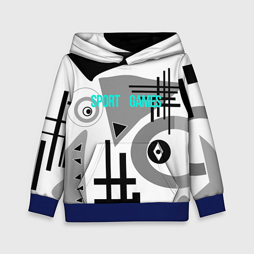 Детская толстовка SPORT GAMES черно-белый абстрактный узор / 3D-Синий – фото 1