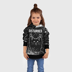 Толстовка-худи детская Группа Disturbed и Рок Кот, цвет: 3D-черный — фото 2