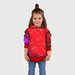 Толстовка-худи детская Неоновые фонарики на поверхности - Красный, цвет: 3D-красный — фото 2