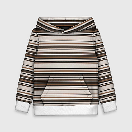 Детская толстовка Горизонтальные коричневые бежевые черные полосы / 3D-Белый – фото 1