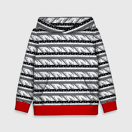 Детская толстовка Черные и белые полосы и звезды / 3D-Красный – фото 1