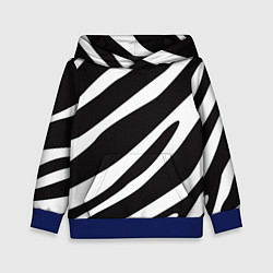 Толстовка-худи детская Анималистичный рисунок зебра, цвет: 3D-синий