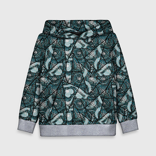 Детская толстовка Гранжевый абстрактный узор на темно сером фоне / 3D-Меланж – фото 1