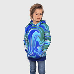 Толстовка-худи детская Тай-дай с синим, зелёным и белым цветом, цвет: 3D-синий — фото 2