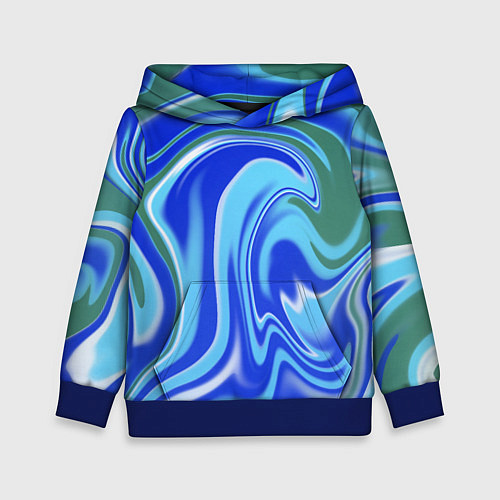 Детская толстовка Тай-дай с синим, зелёным и белым цветом / 3D-Синий – фото 1