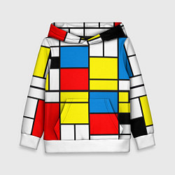 Толстовка-худи детская Texture of squares rectangles, цвет: 3D-белый