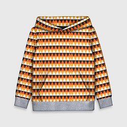 Толстовка-худи детская Треугольники на оранжевом фоне, цвет: 3D-меланж