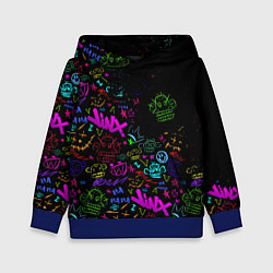 Толстовка-худи детская League Of Legends неон - Arcane logo, цвет: 3D-синий