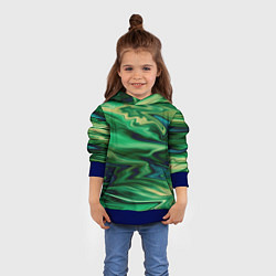 Толстовка-худи детская Абстрактный узор в зеленых тонах, цвет: 3D-синий — фото 2