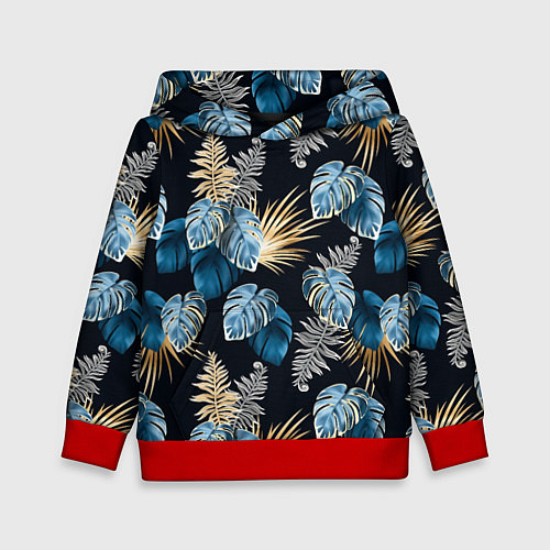 Детская толстовка Свет неоновых листьев / 3D-Красный – фото 1