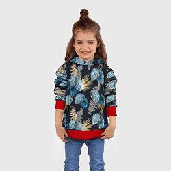 Толстовка-худи детская Свет неоновых листьев, цвет: 3D-красный — фото 2