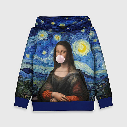 Детская толстовка Мона Лиза Приколы - Звездная ночь / 3D-Синий – фото 1