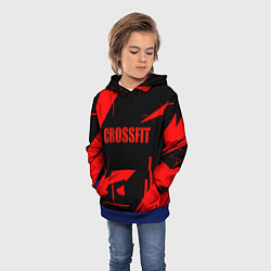 Толстовка-худи детская Кроссфит - красная абстракция, цвет: 3D-синий — фото 2