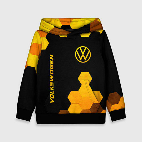 Детская толстовка Volkswagen - gold gradient: символ и надпись верти / 3D-Черный – фото 1