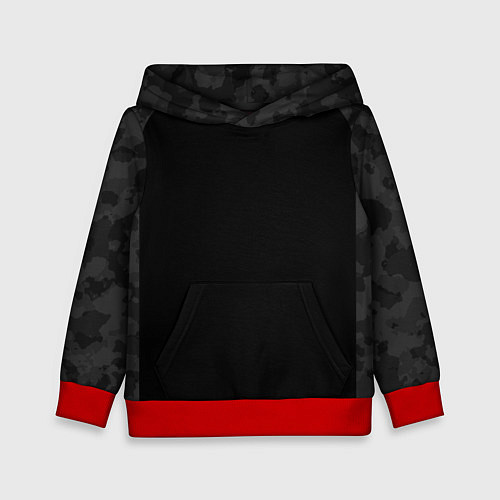 Детская толстовка Кроссфит униформа - черный камуфляж / 3D-Красный – фото 1