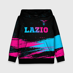 Толстовка-худи детская Lazio - neon gradient: символ сверху, цвет: 3D-черный