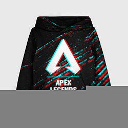 Детская толстовка Apex Legends в стиле glitch и баги графики на темн