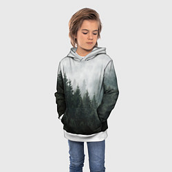 Толстовка-худи детская Туманный хвойный лес, цвет: 3D-белый — фото 2