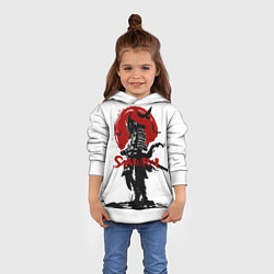 Толстовка-худи детская Самурай и Красное Солнце, цвет: 3D-белый — фото 2