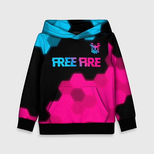 Детская толстовка Free Fire - neon gradient: символ сверху / 3D-Черный – фото 1