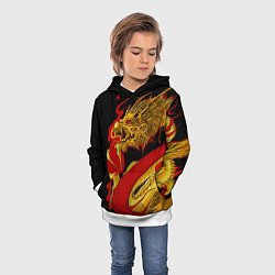 Толстовка-худи детская Японский Золотой Дракон, цвет: 3D-белый — фото 2