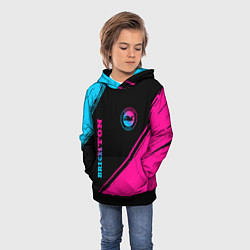 Толстовка-худи детская Brighton - neon gradient: символ и надпись вертика, цвет: 3D-черный — фото 2