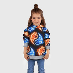 Толстовка-худи детская Инь - янь, огонь - вода, паттерн, цвет: 3D-меланж — фото 2
