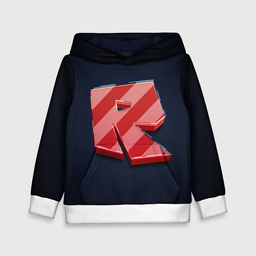 Детская толстовка Roblox red - Роблокс полосатый логотип / 3D-Белый – фото 1