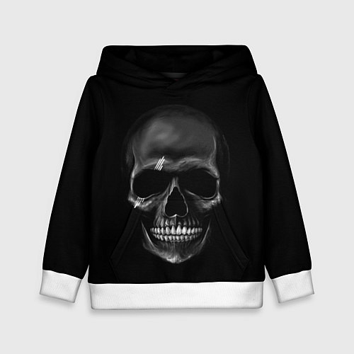 Детская толстовка Карбоновый череп / 3D-Белый – фото 1