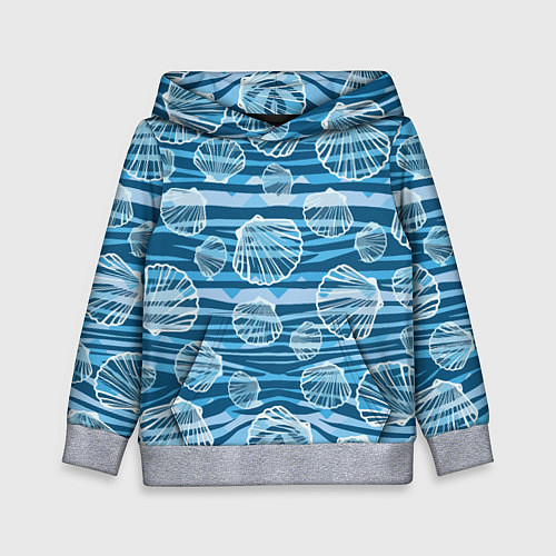 Детская толстовка Паттерн из створок ракушки - океан / 3D-Меланж – фото 1