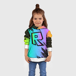 Толстовка-худи детская Roblox neon logo, цвет: 3D-белый — фото 2